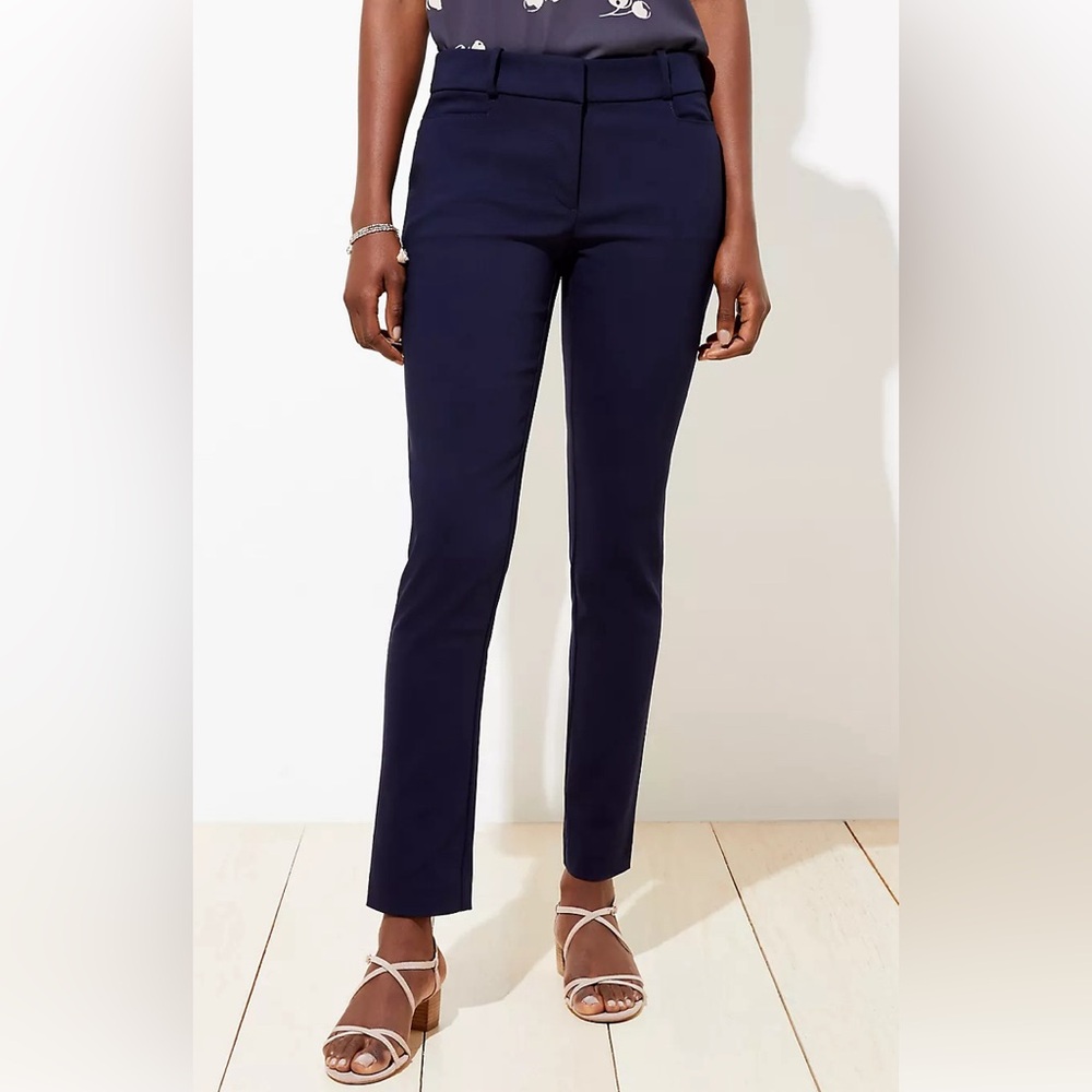 LOFT CURVY SKINNY DARK NAVY BLUE ANKLE PANTS SIZE 0